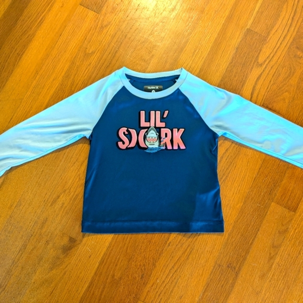 Lil' Shark 🦈 Blue 💙 Hurley 🌊 Long Sleeve Rash guard